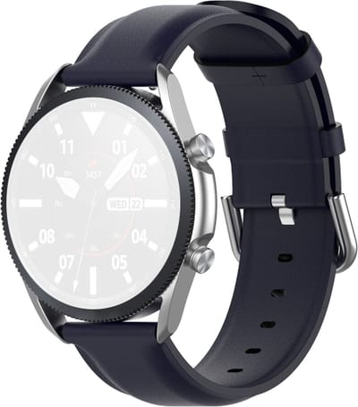 Leren bandje - geschikt voor Garmin Venu (2 Plus) / Venu SQ (2) / Vivomove (Style - Sport) / Vivoactive 3 / 5 / 6 / Forerunner 55 / 165 / 245 / 645 / 570 - 42mm - marineblauw