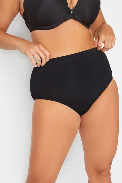 Yours Zwarte Naadloze Licht Corrigerende Hoge Taille Slips Met Volledige Dekking Size 54-56