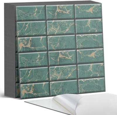 Coloray Plaktegels - Marmeren tegelpatroon Zelfklevende Tegels - 20 cm x 20 cm - Groente Plaktegels - 20 stuks - Vierkant PVC Tegels - Plaktegels Badkamer - Plaktegels Vloer - Vinyl Tegels Zelfklevend - Wandtegel Zelfklevend