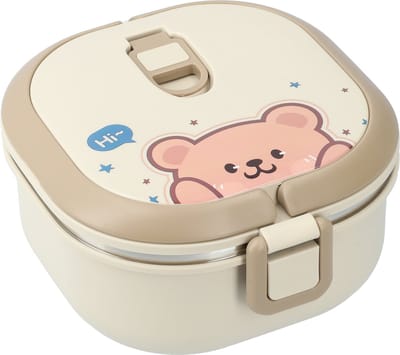 Schattige lunchbox met lepel - Lunchbox 700ml - Roestvrij stalen lunchbox - Luxe bentobox - Luchtdicht en lekvrij - Lunchbox Kinderen - Ook te gebruiken als broodtrommel