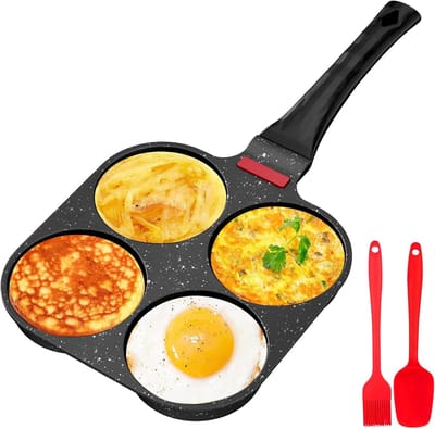 Pannenkoekenpan - Aluminium - Antiaanbaklaag - 4 Gaten - Voor Ontbijt