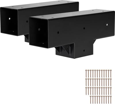 Pergola Kit 2-Stuks, T-Vormig 4x4 Eigenlijk 3.5x3.5 Inch, 3-Weg Beugels DIY Houtwerk Gazebo Kit met Schroeven voor 3.5x3.5 Inch Houten Balken voor Buitenvergaderingen en Evenementen