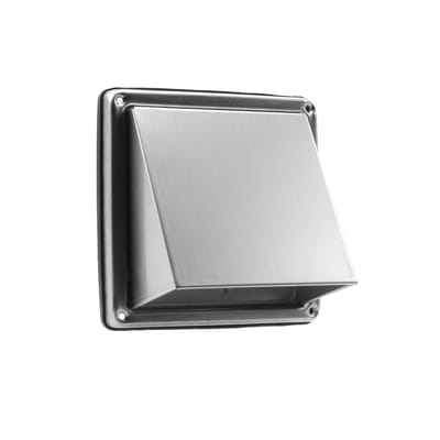 RVS buitenrooster schuine kap met fijnmazig gaas Ø100mm