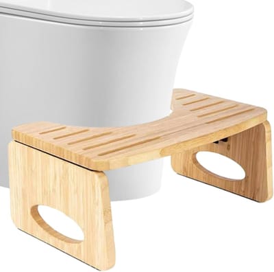 Opvouwbare toiletkruk - Badkruk Hout - Comfortabele stoelgang - Natuurlijk hout metaal - 43 x 17 x 28 cm - Standaard