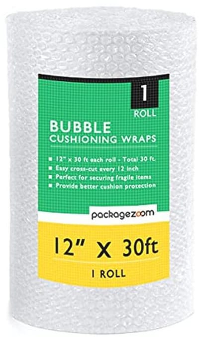 Bubbelkussenfolie 12" x 30ft voor Verpakking en Verhuizen - Geperforeerd en Handig