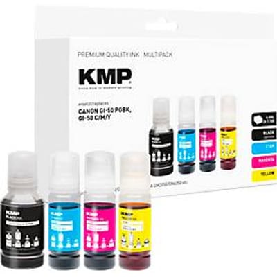 Inktcartridge KMP, vervangt Canon GI50PGBK (3386C001), tot 6000/7700 pagina's, multipack, CMYK