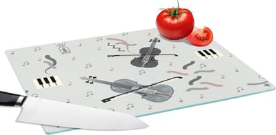 Glazen Snijplank - 39x28 - Patroon - Muziek - Viool - Snijplanken Glas