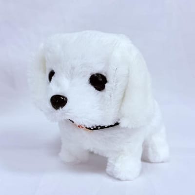 Nieuwe Hete Schattige Pluche Robot Puppy Interactieve Wandelende Gesimuleerde Puppy Blaffende Staart Kwispelende Puppy Pluche Perfect Speelgoed Kinderen(MetBatterijuit ) white