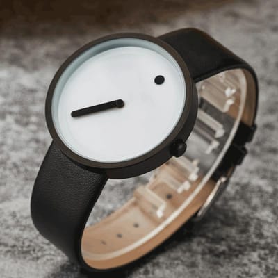 UTHAI CQ191 Eenvoudige Stijl Ronde Quartz Horloge Creatief Herenhorloge Mode Casual Leer Dameshorloge Cadeau horloges white