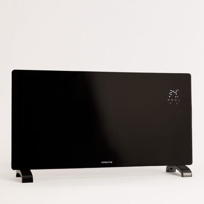 CREATE - Elektrische glazen convector met WiFi - Zwart - Zonder wielen - WARM CRYSTAL 2500W