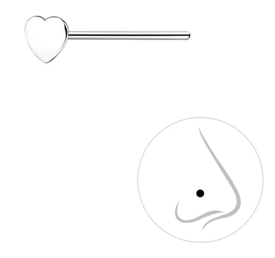 Joy|S - Zilveren neuspiercing 2 stuks - hartje - 3 mm - gepolijst - sterling zilver 925 - t43