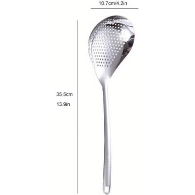 1 stuks Grote Duurzame Roestvrijstalen Vergiet Schuimspaan, Heavy Duty Voedselzeeflepel voor Frituren & Koken, Keukengerei gray