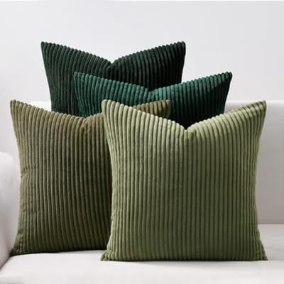 PromoHome Set van 4 Corduroy Kussenhoezen 50x50 cm Donkergroen - Zachte Pluche Kussenslopen voor Bank, Woonkamer en Slaapkamer - Gradiënt Kleurverloop Design - Wasmachine Bestendig