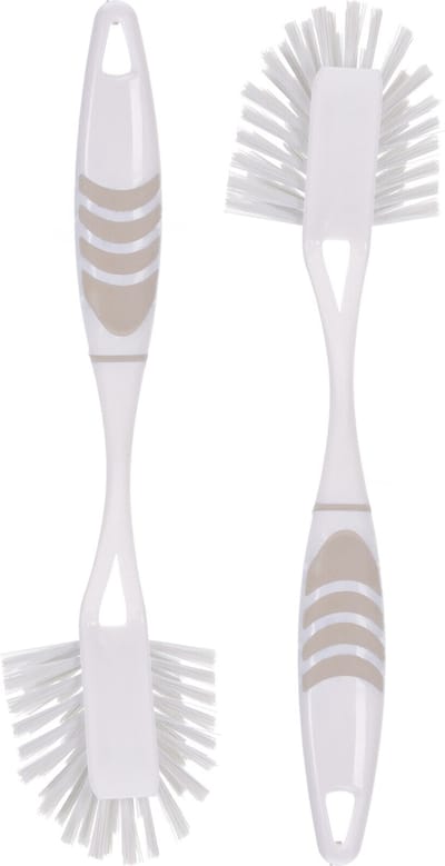 Afwasborstel met ophang lus - 2x stuks - grijs - 29 cm