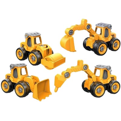 Bouwvoertuig Speelgoed Kit DIY Engineering Truck Kit Batterijvrij Mini Graafmachine Baby Douche Cadeau ideaal voor Jongens Kind geel
