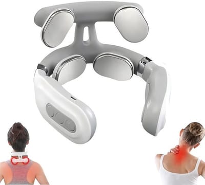 Nekmassageapparaat - Nekmassage met 4 koppen, 6 vibratiestanden en 15 intensiteitsniveaus, bevordert spierontspanning, ideaal als cadeau voor vrouwen en mannen.
