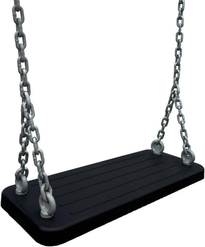 Kinder schommelzitje - Vlakke schommel - Buiten spelen - Stevige staalkabels - 44.5 cm breed - Zwart