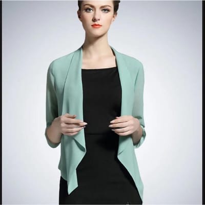 Lente en zomer dames chiffon vest over dunne coltrui met cropped top XL groen