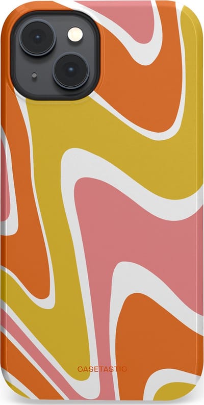Casetastic hoesje geschikt voor Apple iPhone 14 Plus - MagSafe - Dubbellaagse bescherming - Retro rave - Fashion Case - Goud Terracotta Koraal Wit