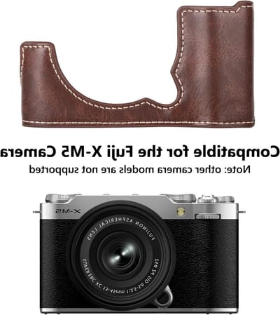 Leren Halve Beschermhoes voor Fujifilm X-M5 Camera, met Handvat en Open Onderkant - Duurzaam en Stijlvol Camera Accessoire, Bruin