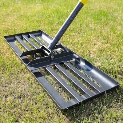 Gazon Hark - Gras Egaliseren - Tuin Onderhoud - Verstelbare Handgreep - 30 Inch Werkbreedte - Zilver