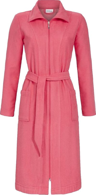 Ringella Flamingoroze badstof dames badjas ritssluiting Roze vrouw 38