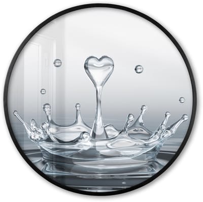 Poster in lijst Rond - Fotolijst 60x60 cm - Posters - Abstract - Modern - Water - Hart - Ronde posterlijst zwart - Decoratie - Wanddecoratie woonkamer - Muurdecoratie slaapkamer