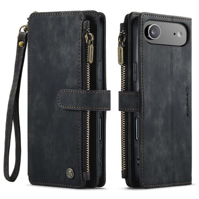 CaseMe – Telefoonhoesje geschikt voor Apple iPhone Air – Wallet Rits Book Case – Magnetische Sluiting & Portemonnee – PU Leer – Zwart