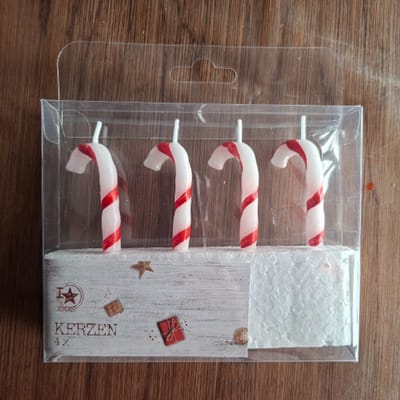 Kerst Taartkaarsjes Candy Cane - Set van 4 | Rood & Wit | Snoepstok Kaarsjes voor Taart & Dessert
