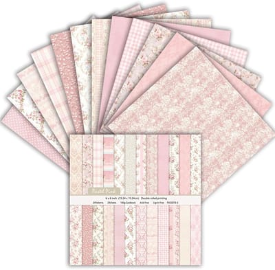 24 vellen, 15,2 x 15,2 cm, achtergrondpapier voor fotoalbums, 24 designs, decoratief papier voor fotoalbum en geschenkdecoratie, roze