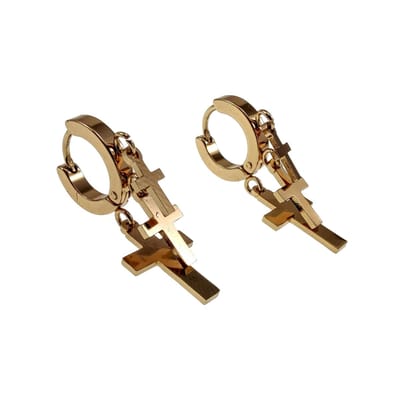 ∅13mm x 3mm Oorbellen Dames - Verguld RVS - Oorringen met Drie Kruishangers