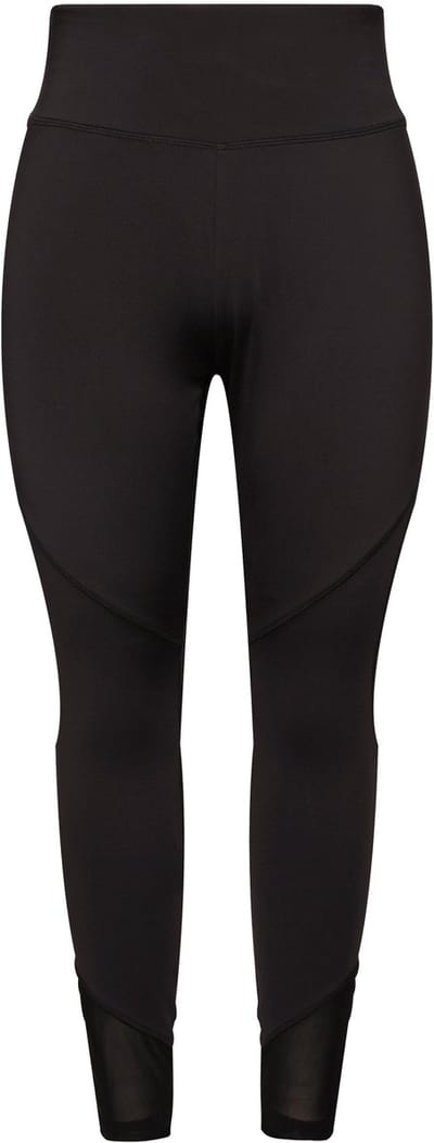 Ulla Popken - Dames - Sportlegging mesh inzetten zakken gerecycled - Zwart - Maat 54+