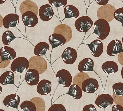 WATERLELIE BEHANG | Abstract bladmotief - Meerkleurig Bruin - A.S. Création Nordic Feeling