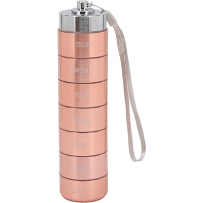 Metalen Wekelijkse Reis Medicijn Organizer Draagbaar Waterdicht 7 Dagen Aluminiumlegering Tabletten Doos met beige