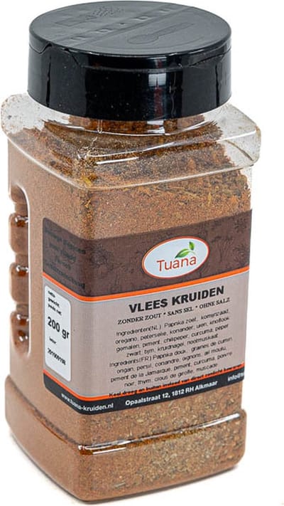 Tuana Kruiden - Vlees Kruiden Zonder Zout - Strooibus 120 Gram - MP-V-0004