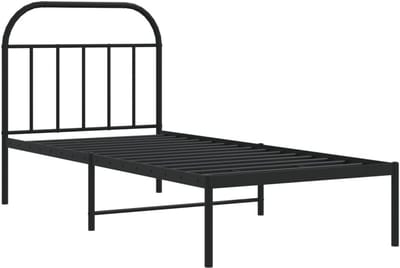 Eenpersoonsbed met Hoofdbord Zwart Metaal 90x190 cm - Stevig Metalen Ledikant