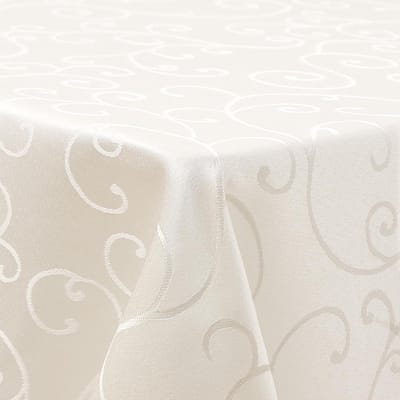 Famanu - Tafelkleed afwasbaar, rechthoekig, 100 x 140 cm, polyester, tafelkleed, jacquard, tafellinnen, ornamenten, vuilafstotend, onderhoudsvriendelijk, beige