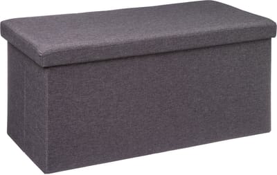 Atmosphera Poef/hocker/voetenbankje - opbergbox - fluweel donkergrijs - PO/MDF - 38 x 38 x 76 cm - opvouwbaar