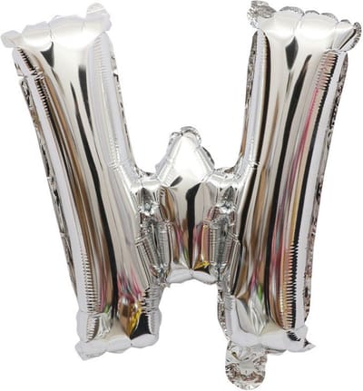 Folieballon / Letterballon Zilver - Letter W - 41cm