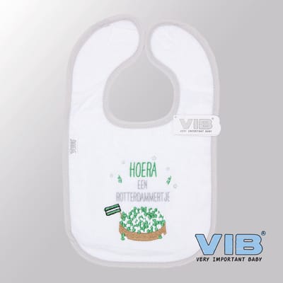 VIB® - Slabbetje Luxe velours - Hoera een Rotterdammertje (Wit-Groen) - Babykleertjes - Slabbetjes - zwangerschap aankondiging - baby aankondiging