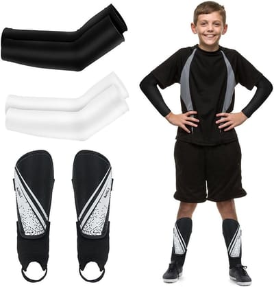 Scheenbeschermers Voetbal Kinderen - Enkelbeschermers Jongens Meisjes - Sport Bescherming - Schokbestendige Polypropyleen Schaal - Maat S (6-8 jaar) - Zwart
