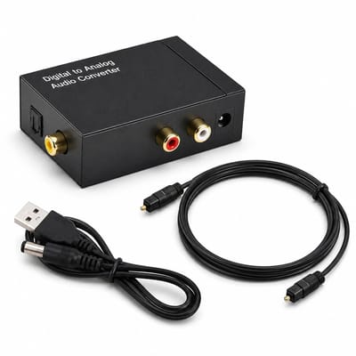 DrPhone OptiLink Audio Converter – Digitaal naar Analoog – Toslink/Coaxiaal naar RCA – DAC – Zwart