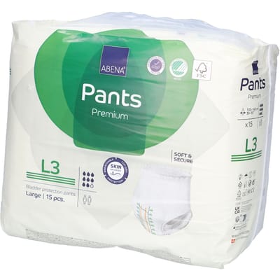 ABENA Pants Premium L3 - 15x Absorberend Broekje, te Dragen als Gewoon Ondergoed - Voor het Verlies van de Hele Blaasinhoud en (Dunne) Ontlasting - Heupomvang 100-140 cm - Absorptie 2400 ml