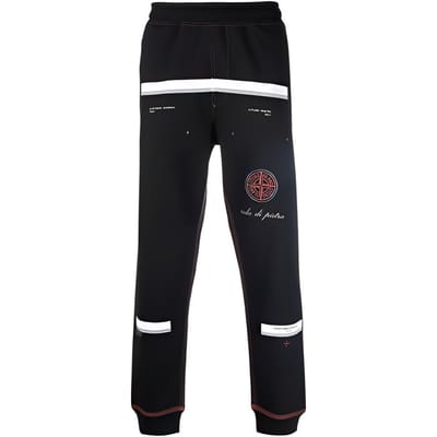 Stone Island Pantalon de jogging à logo brodé boussole et poignets côtelés Homme Bas Noir 751565595-V0029 L black