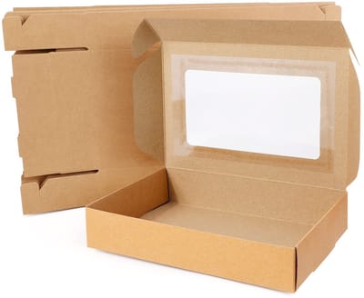 Dailygoods- Candy Boxes 12 Stuks - Kraftpapier - Lege Verpakkingsdozen - Met Raam - 18x11,5x3,3 cm - Geschikt voor Feestjes