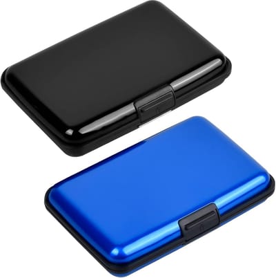 Set van 2 Aluminium Pasjeshouder Zwart & Blauw - Creditcardhouder met RFID-Bescherming