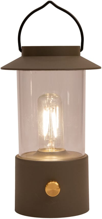 Anna Collection Camping tafellamp/lantaarn Darcy - taupe - 24 cm - dimbaar - draadloos/oplaadbaar USB - buiten