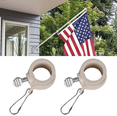 Set van 360° Draaibare Vlaggenmast Ringen met Karabijnhaken – Anti-Wrap Bevestigingsringen voor 1.5 Inch (3,81 cm) Vlaggenstok – Inclusief Doorvoertules – Geschikt voor Uitschuifbare Vlaggenmast voor Buiten
