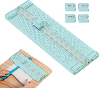 Papiersnijder-papiersnijder hefboom-papiersnijmachine-Scrapbooking-projecten - Foto-trimmermes - Gereedschap met transparante rastergeleider - Voor klassikaal werk, uitnodigingen, documenten en handgemaakte kaarten -blauw- 36,5 x 12,3 x 1,5 cm
