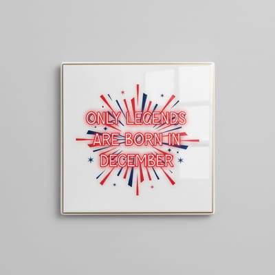 Only Legends Are Born in December Tekst Tegel – Verjaardag Cadeau Woondecoratie – Keramische Tegel 15 x 15 cm